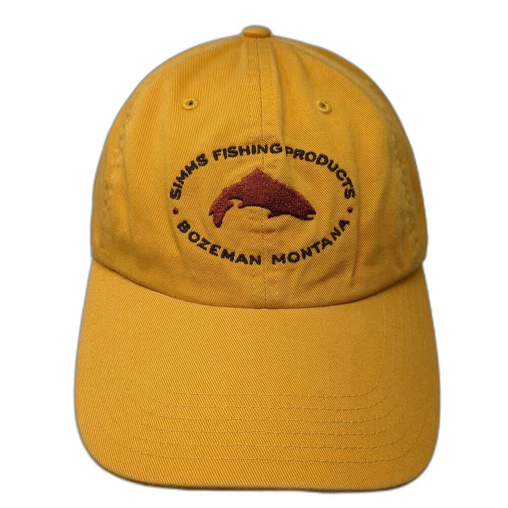 Simms Baseball Cap Yellow One Size Strapback Fish Bozeman Montana Fishing Hat
